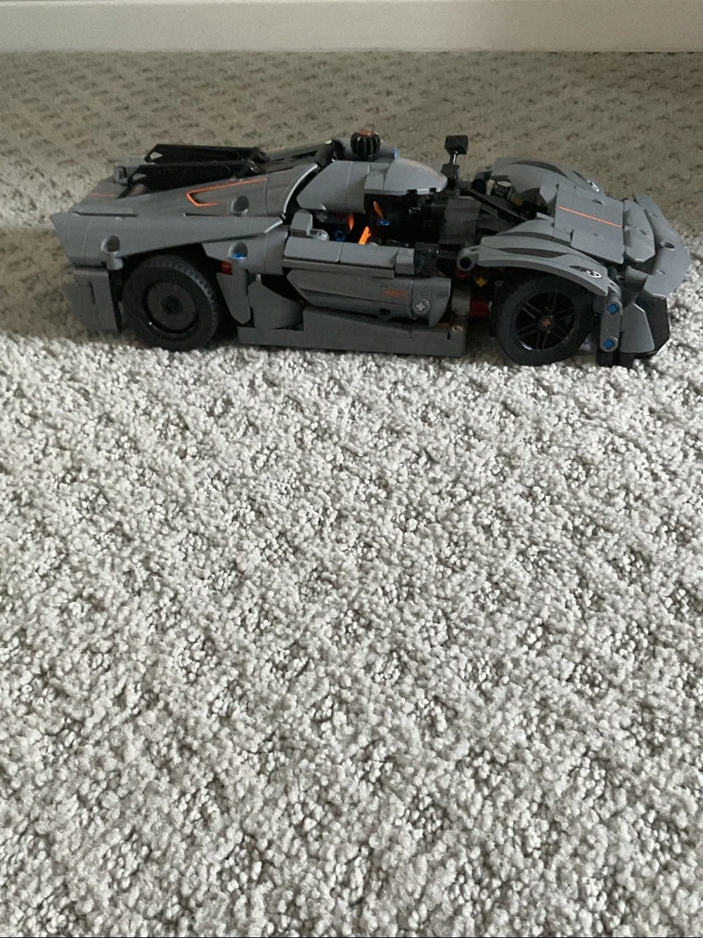LEGO Technic Gray Sports Car with Orange Accents
